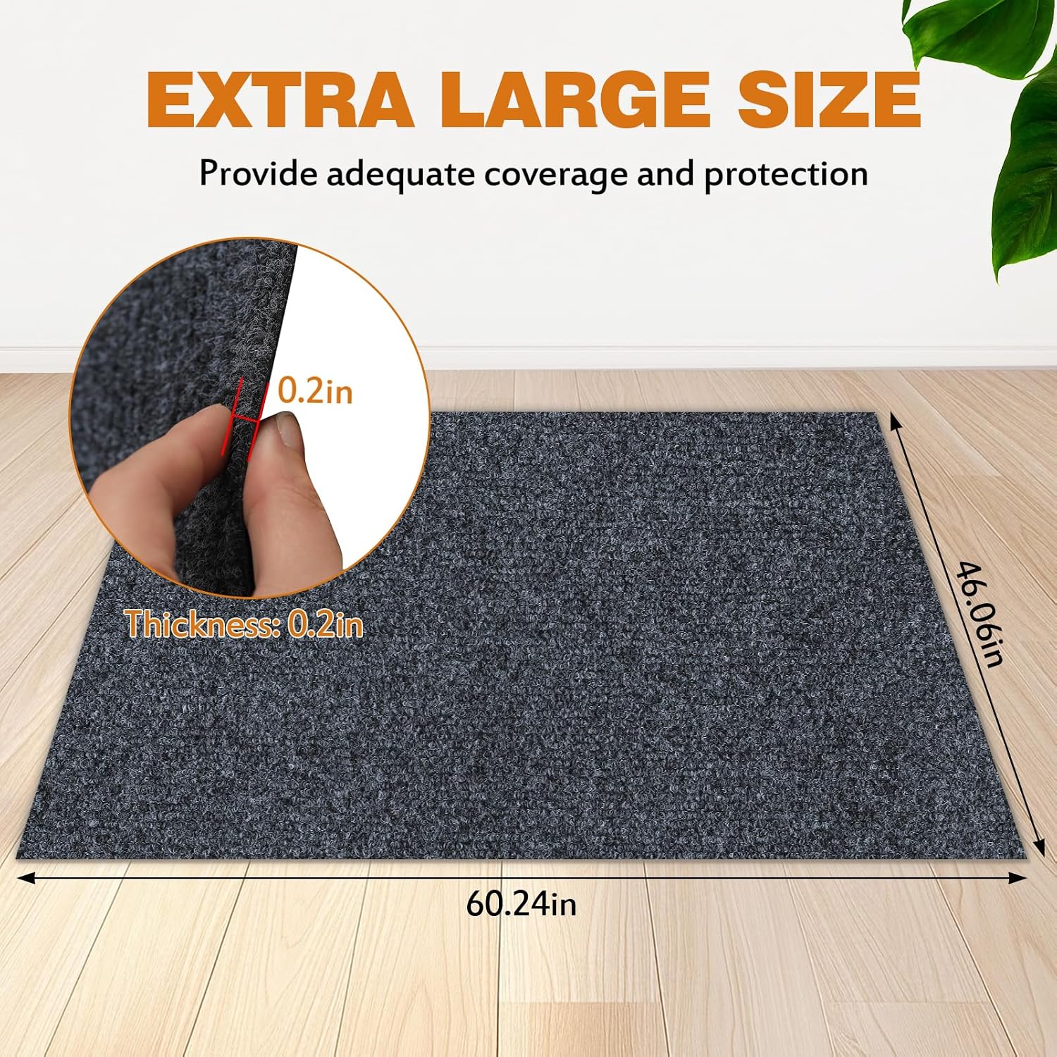 TRINKA Dog Crate Mat Liner, 60"X 46" Large Under Dog Kennel Mat | Waterproof Non-Slip Under Pet Crate Liner, Absorbs Urine Washable Reusable Puppy Playpen Pad to Protect Floors, Dark Gray