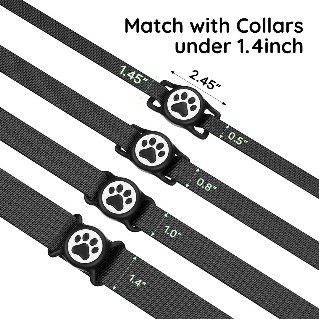 Waterproof Airtag Dog Collar Holder for Apple Air Tag, Silicone Airtag Holder for Dogs & Cat Collars, Compatible with Pet Collars (Black-White)