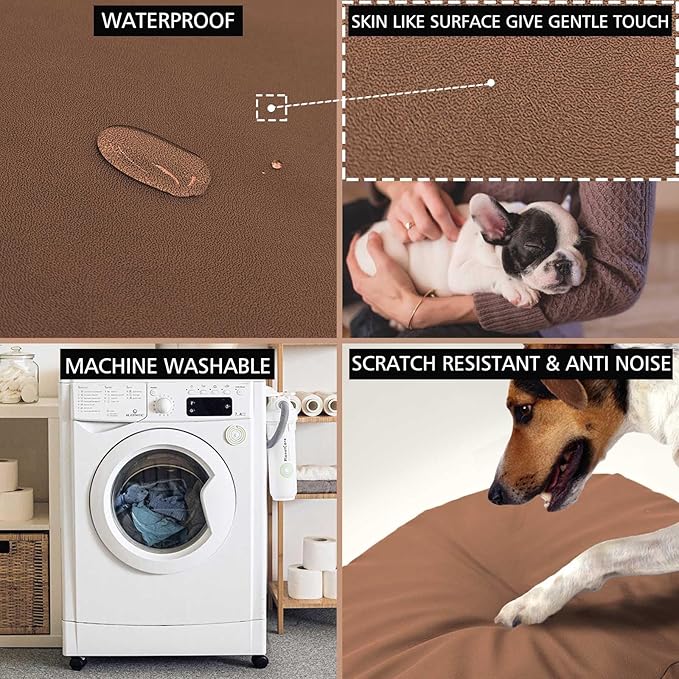 Dog Bed Cover Waterproof Replacement Machine Washable Covers for 20x20 Inch Dog Bed Heavy Duty Scratch Resistant Mattress Protector Pet Bed Round Brown Cover Only