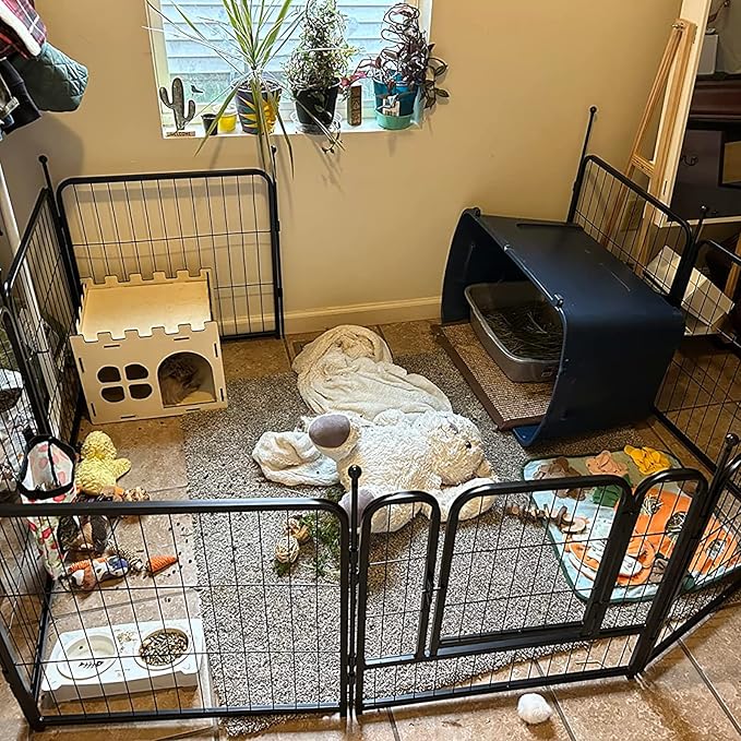 Dog Playpen,Portable Outdoor Dog Fence, Dog Playpen for Large/Medium/Small Dogs, Dog Fences for The Yard,with Doors Foldable Metal (40 inch, 32 Panels)