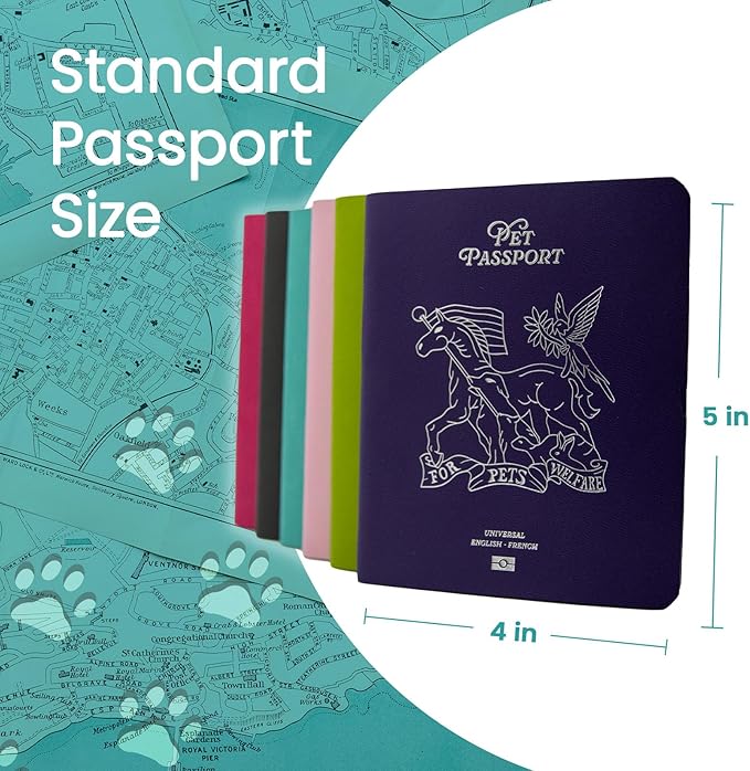 Color Premium PU Leather stitch-sewn Pet Passport Medical Record for Pet Health and Vaccination English + Spanish for Cat, Dog, Puppy and Kitten (Midnight, Single)