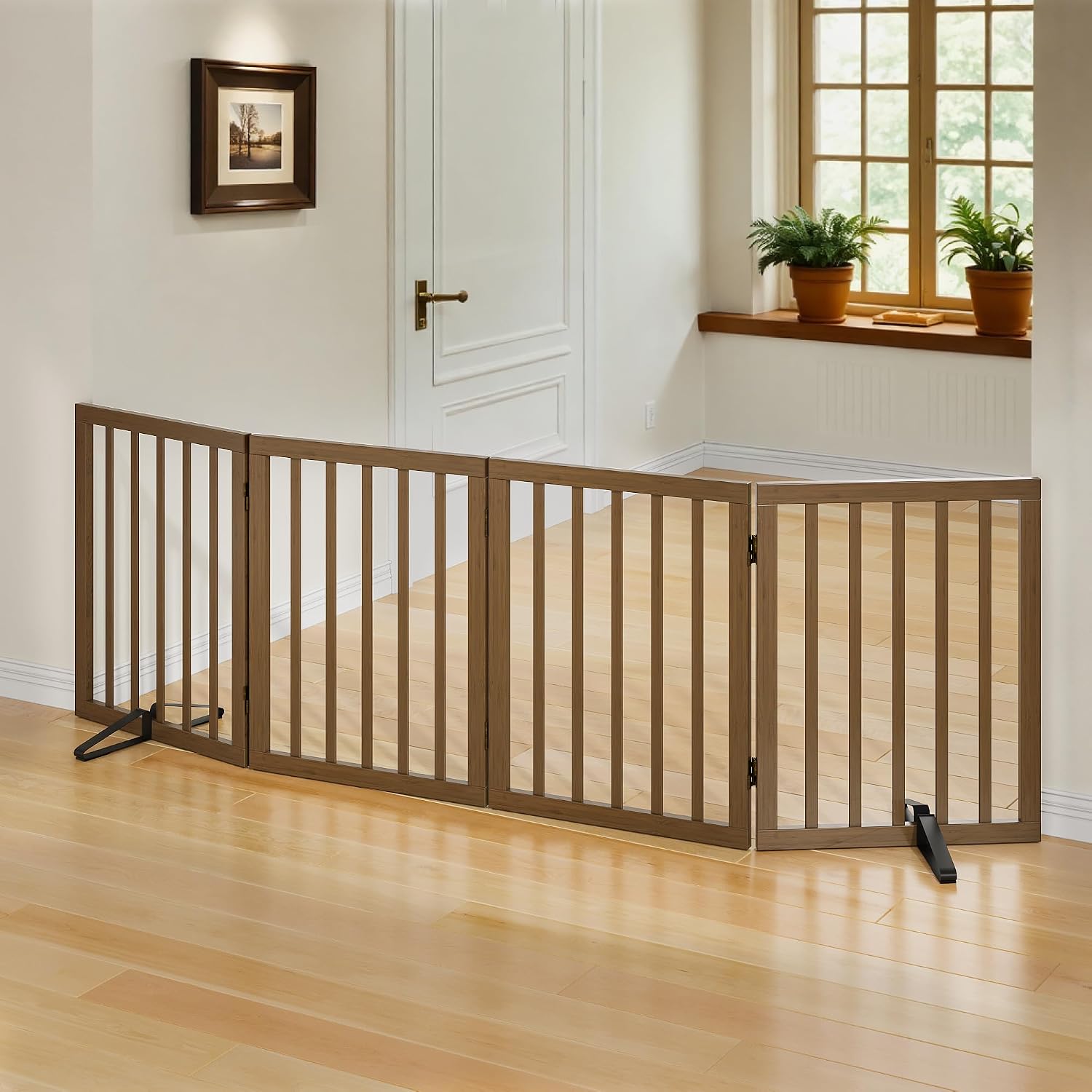 Dog Gate for Stairs,Foldable Dog Gate for Indoor Doorways House,Freestanding Pet Gates for Dogs,Doogie Puppy Fence Gate