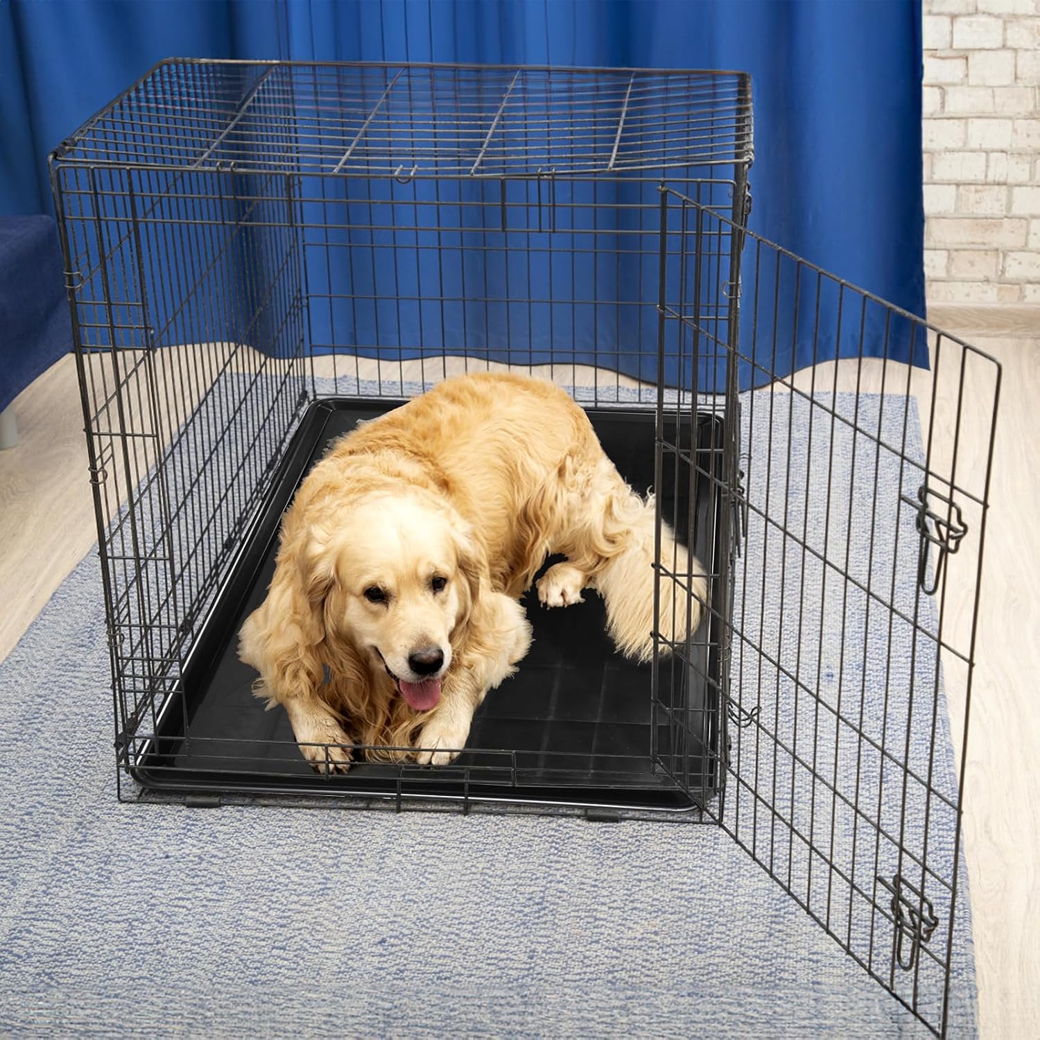 2 Pack Dog Crate Tray, 35.2" L x 23.2" W Large ChewProof Replacement Pan for Dog Crate, Plastic Bottom Pan Liner Drip Trays Pan for Pet Crates Kennels