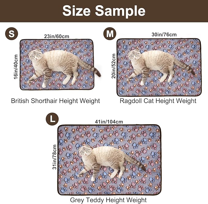 Dono 1 Pack 3 Dog Blankets for Small Dogs, Soft Fluffy Paw Print Pattern Fleece Pet Blanket Warm Sleep Mat, Puppy Kitten Blanket Doggy Mat for Dog Cat Kitten Doggy (40 * 30")