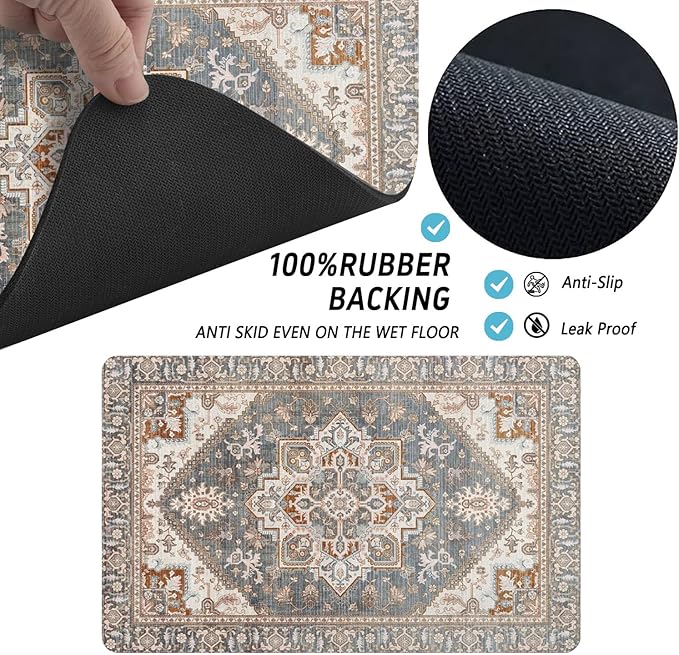 Dog Food Mats for Floors, Absorbent and Quick-Drying Pet Cat Food Mat,Anti-Fouling and Easy-to-Clean Pet Feeding Mat,Dog Bowl Mat for Messy Drinking Water Bowls.17 x32, Bohemia Style