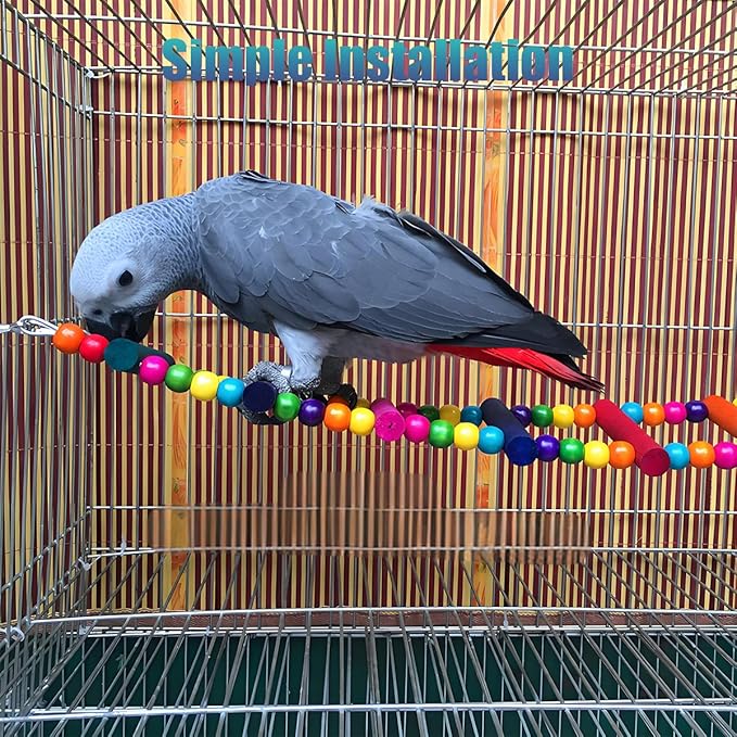 Bird Toys for Parrots Parrot Bridge, Swing Toys, and Ladders for Macaws, African Greys, Budgies, Cockatiels & Parakeets - Wooden Bird Ladder and Swing Toys for Play and Training (20Inch - 8 Ladders)