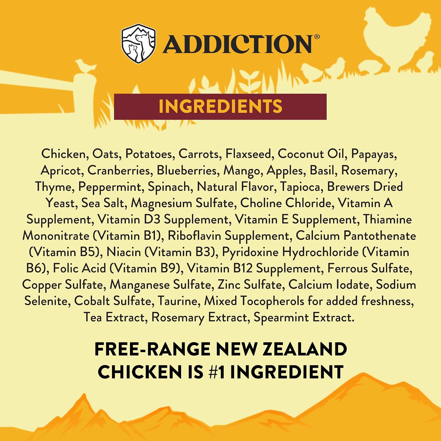 Addiction Country Chicken & Apricot Air-Dried Grain-Free Dog Food – Complete Meal or Topper with Natural Ingredients for Digestive and Skin & Coat Health, 2lb - 4 Packs