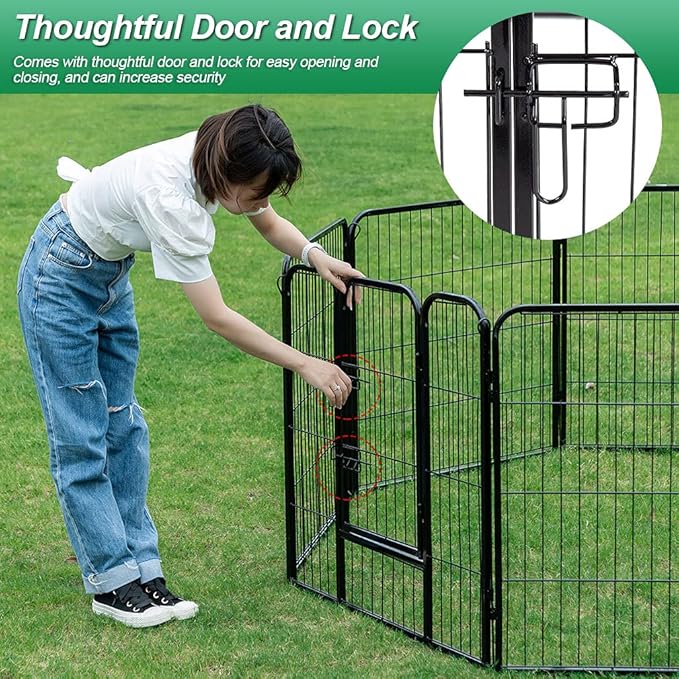 BestPet | Dog Playpen | 40 Inch, 24 Panels | Heavy Duty Metal Pet Exercise Pen | Indoor Outdoor Fence Panels | Rust-Resistant, Removable, Tool-Free Setup | Anti-Skid, Expandable Design