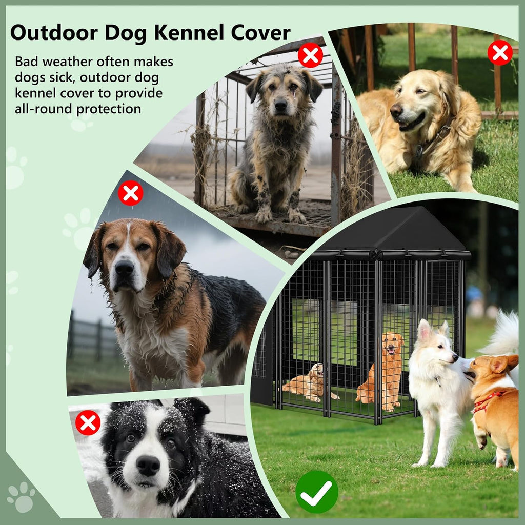 COSHNIBI Outdoor Dog Kennel Cover, Heavy Duty Waterproof Large Dog Cage Cover, Windproof UV Resistant, Fits for 8.1'Dx4.1'Wx6.1'H Dog Cages, Black