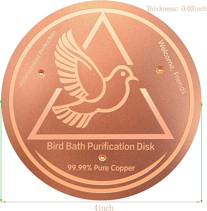 Bird Bath Purification Disk, 99.99% Copper Disc for Bird Bath Copper Disk Cleaner Safe for Outside Birds Fountain Disc Accessories, Fit for Outdoor Birdbath Bowl (2 pcs)