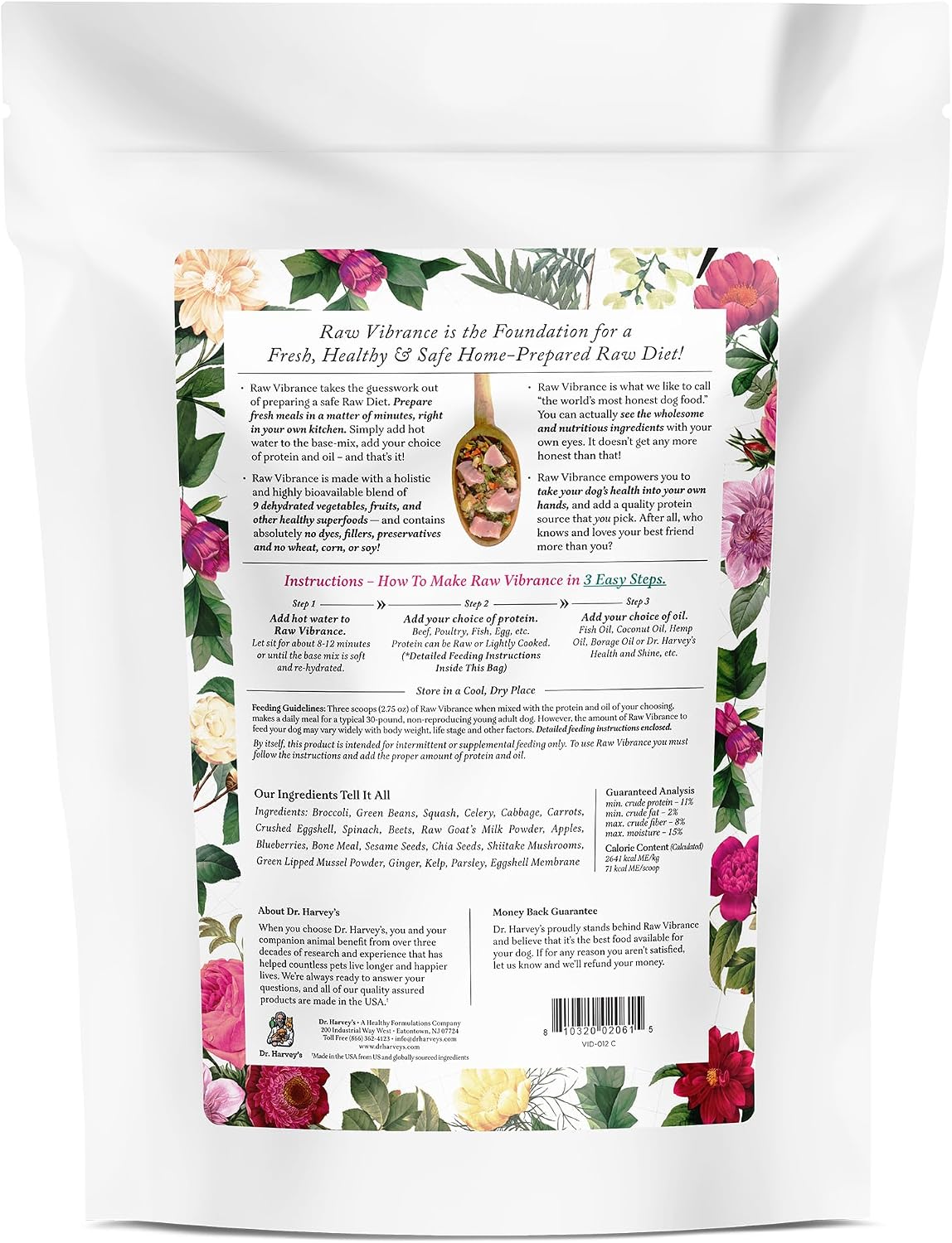Dr. Harvey's Raw Vibrance Dog Food Base Mix (6 lb) | Dehydrated - Grain Free - Foundation for Raw Diet