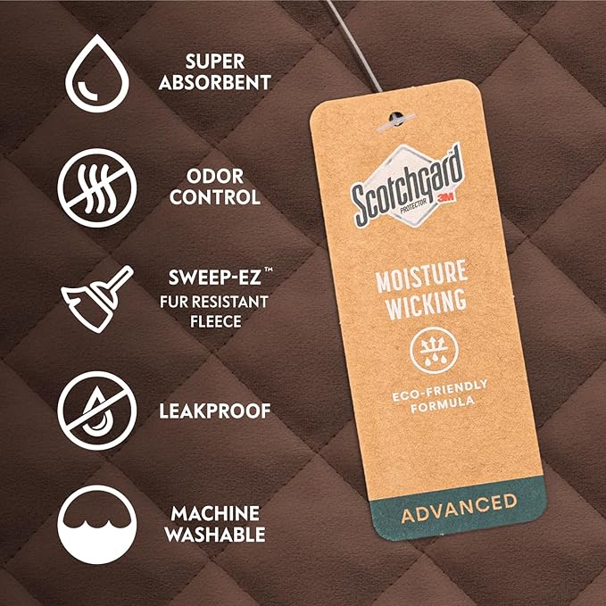 Paw Inspired Waterproof Fitted Cover for Dog Bed | Washable Bed Protector for Dog Mattress | Removable Replacement Cover for Medium to Large Pet Bed (Dark Brown, 36 x 27 x 5 Inch)