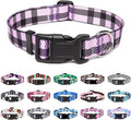 Mercano Adjustable Dog Collar - Special Design Patterns, Soft Nylon Comfortable Durable Pet Collar for Small Medium Large Dogs (L, Purple Plaid)