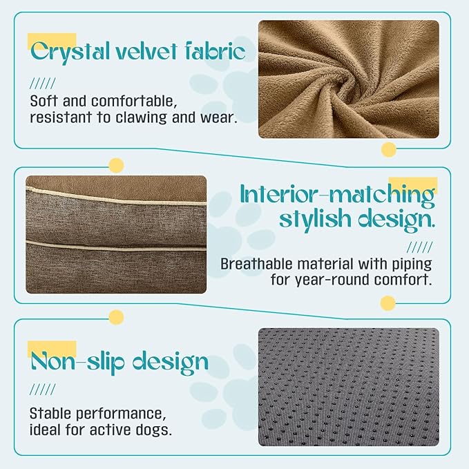 Waterproof Memory Foam Dog Beds for Extra Large Dogs Non-Slip Orthopedic Dog Beds Washable Couch Pet Bed with Removable Cover (Brown, X-Large)