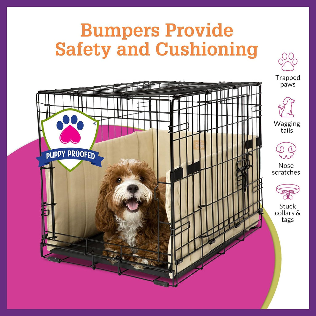Pet Dreams Dog Crate Bumper - Patented Comfy Liner & Dog Tail Protector for Inside Crate, Fits iCrate Cages 18, 24, 30, 36, 42, 48 Inches (Ivory, Small, 24")