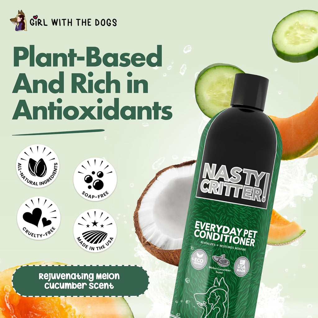 Nasty Critter! by Girl With The Dogs - Made in USA - Everyday Deep Cleaning Dog Conditioner for 8 Weeks and Up, 16 oz