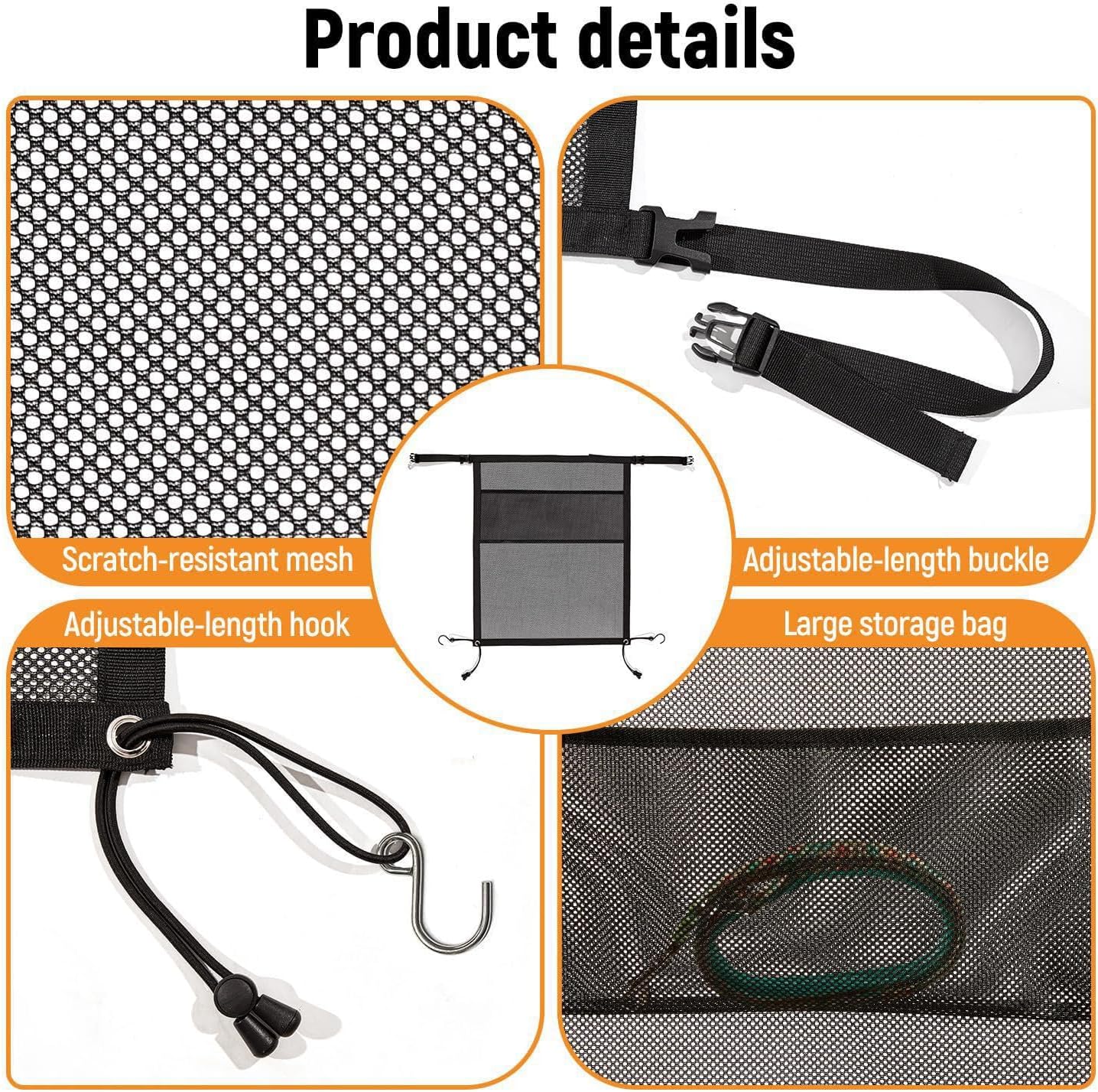 Dog Car Barrier for Dodge Ram 1500/2500/3500 Crew Cab 2013-2018 | Scratch-Resistant Double-Layer Net with Golden Protection Size & Tension System to Stop Distractions