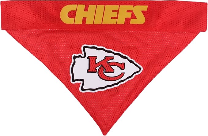 Pets First NFL Kansas City Chiefs Reversible Bandana Size XX-Large for Dogs & Cats. 2 Sided Sports Bandana, Premium Embroidery Team Logo, Many NFL Teams Available