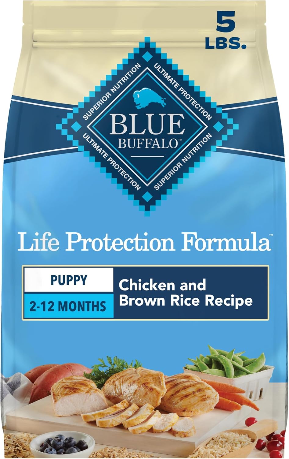 Blue Buffalo Life Protection Formula Chicken Puppy Dry Dog Food, 5 lb | With DHA for Brain Development, Real Chicken #1 Ingredient, Antioxidant-Rich LifeSource Bits, Promotes Healthy Muscle Growth