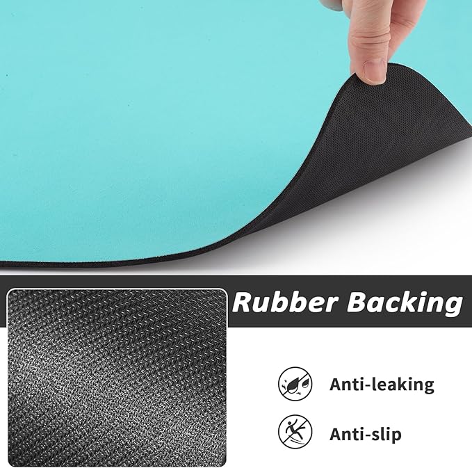 Dog Food Mat - Absorbent Cat Mat for Food and Water, No Stains Pet Feeding Bowl Mat, Easy to Clean Pet Placemats, Quick Dry Dog Water Dispenser Mat for Messy Drinkers | Teal 12"x 19"