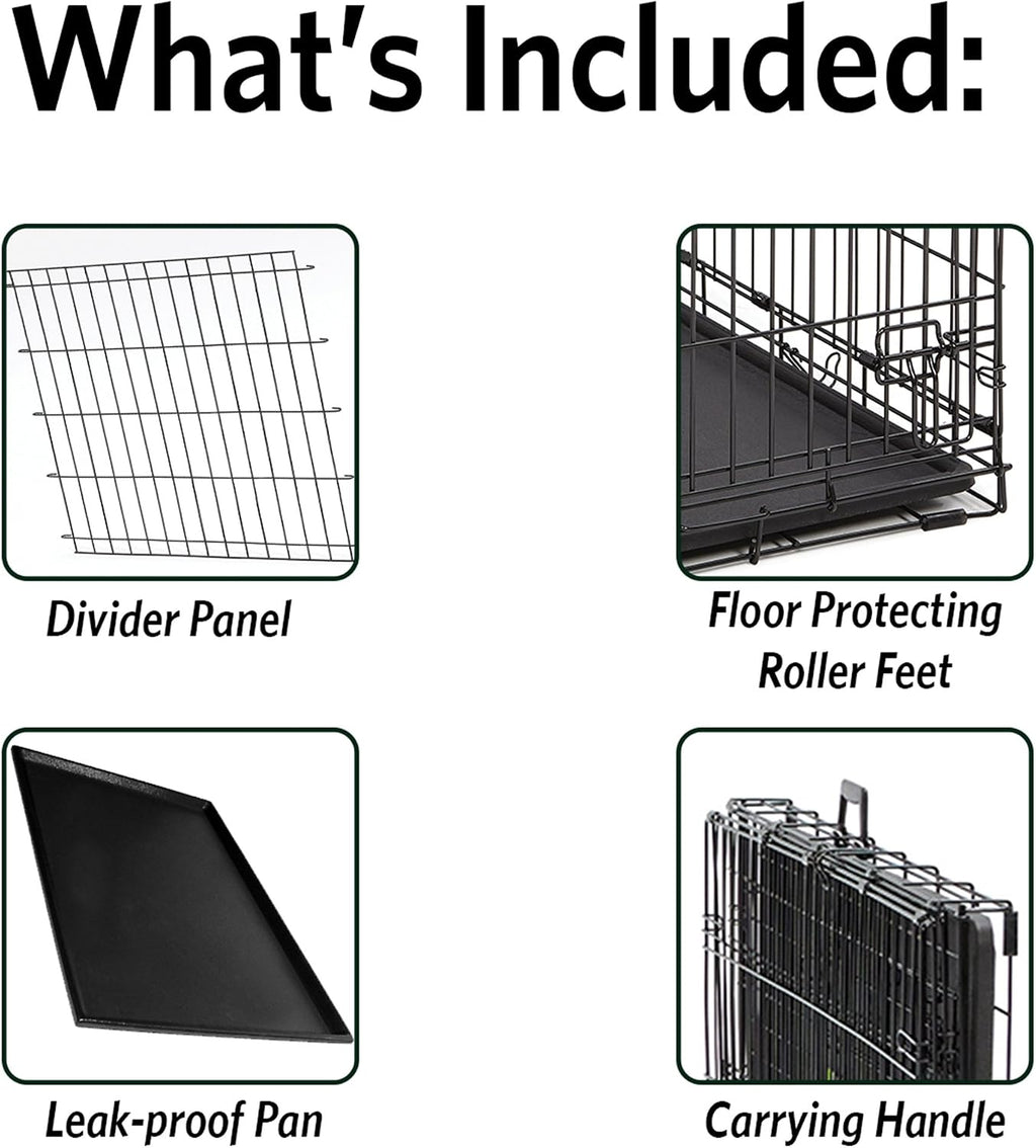 MidWest Homes for Pets Intermediate Ovation Single Door Folding Dog Crate, 36-Inches, Space-Saving Patented Up & Away Door, Leak-Proof Pan, Divider Panel, Black