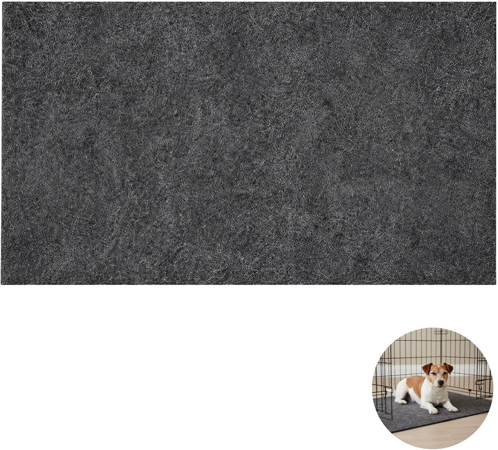 Dog Crate Mat for Crates, Under Dog Crate Mat Floor Protector, Dark Gray Rectangular Kennel Mats, Washable Reusable Felt Pet Pad for Cage Bottom, Indoor Floor Protection and Comfort