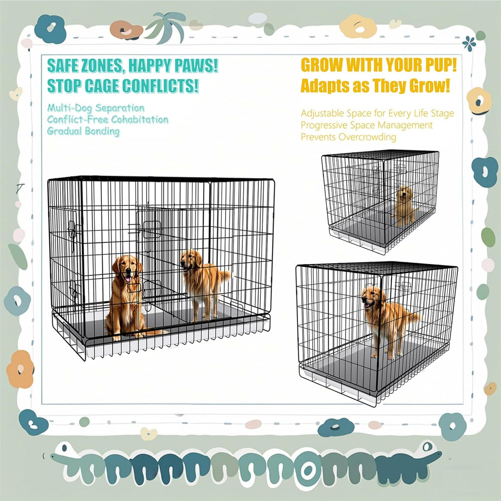 Dog Crate Divider Panel 2-Pack, 20.47" H x 15.74-29.13" W, Glossy Black | Fits many wire crates, measure interior & door opening first, 20.47"H x 15.74-29.13"W glossy black metal (Crate NOT Included)