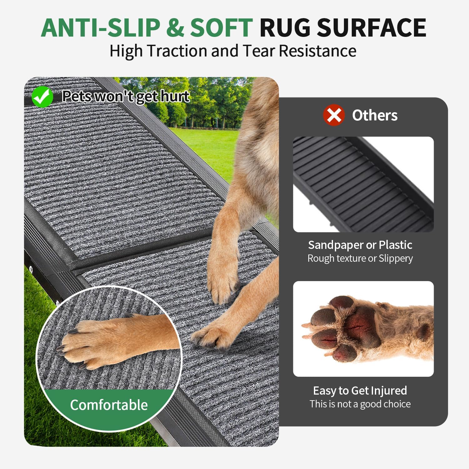 Dog Ramp for Car, Longest 71" Portable Folding Pet Ramp with Extra Pet Blanket, Car Ramp with Non-Slip Rug Surface, Gentler Dog Stairs for Medium & Large Dogs Enter a Car, SUV & Truck