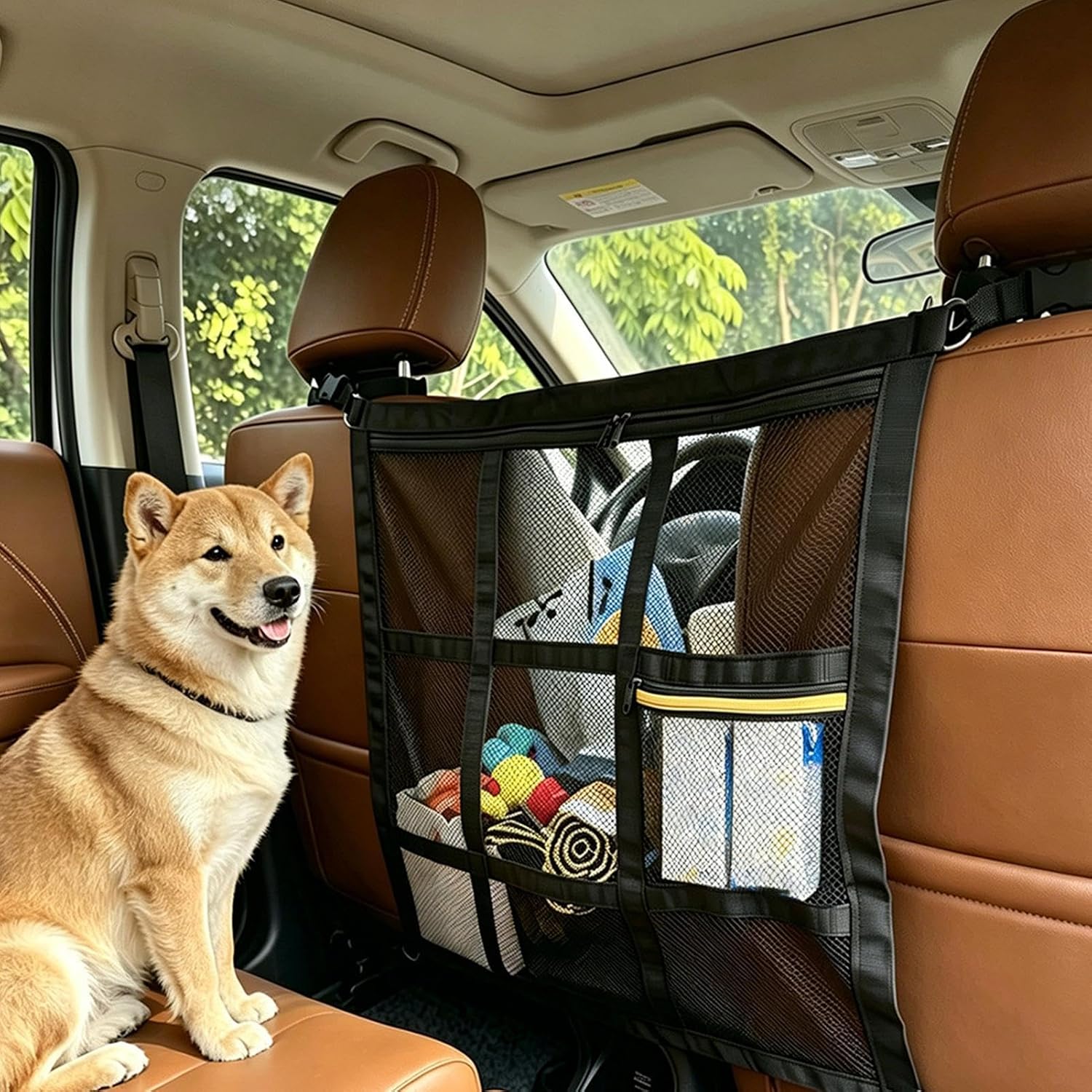 Car Dog Divider Breathable Heavy-Duty Telescopic Adjustable | Dog Vehicle Seat Barrier Net for SUV Sedan Truck Vehicle Backseat Trunk