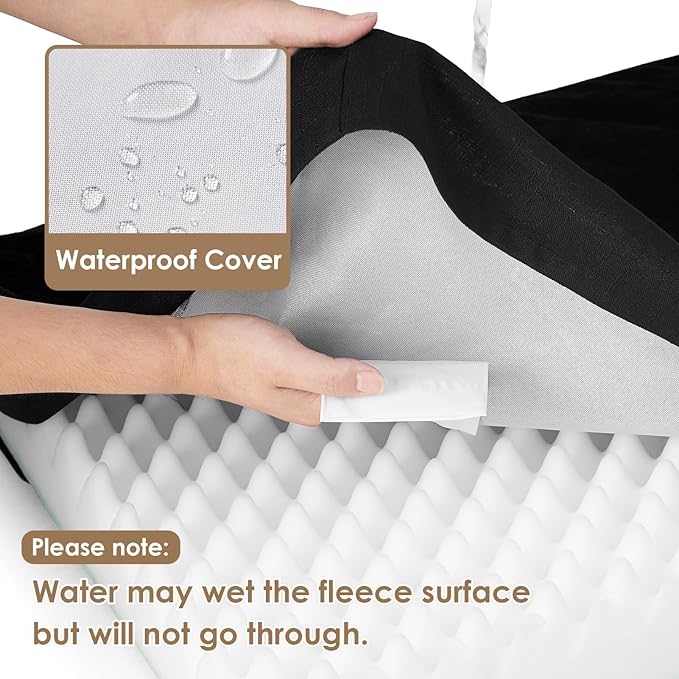 EHEYCIGA Waterproof Dog Bed Orthopedic 41"x27", Memory Foam Pet Bed for XLarged Dogs, Washable Pet Mat with Removable Cover, Black