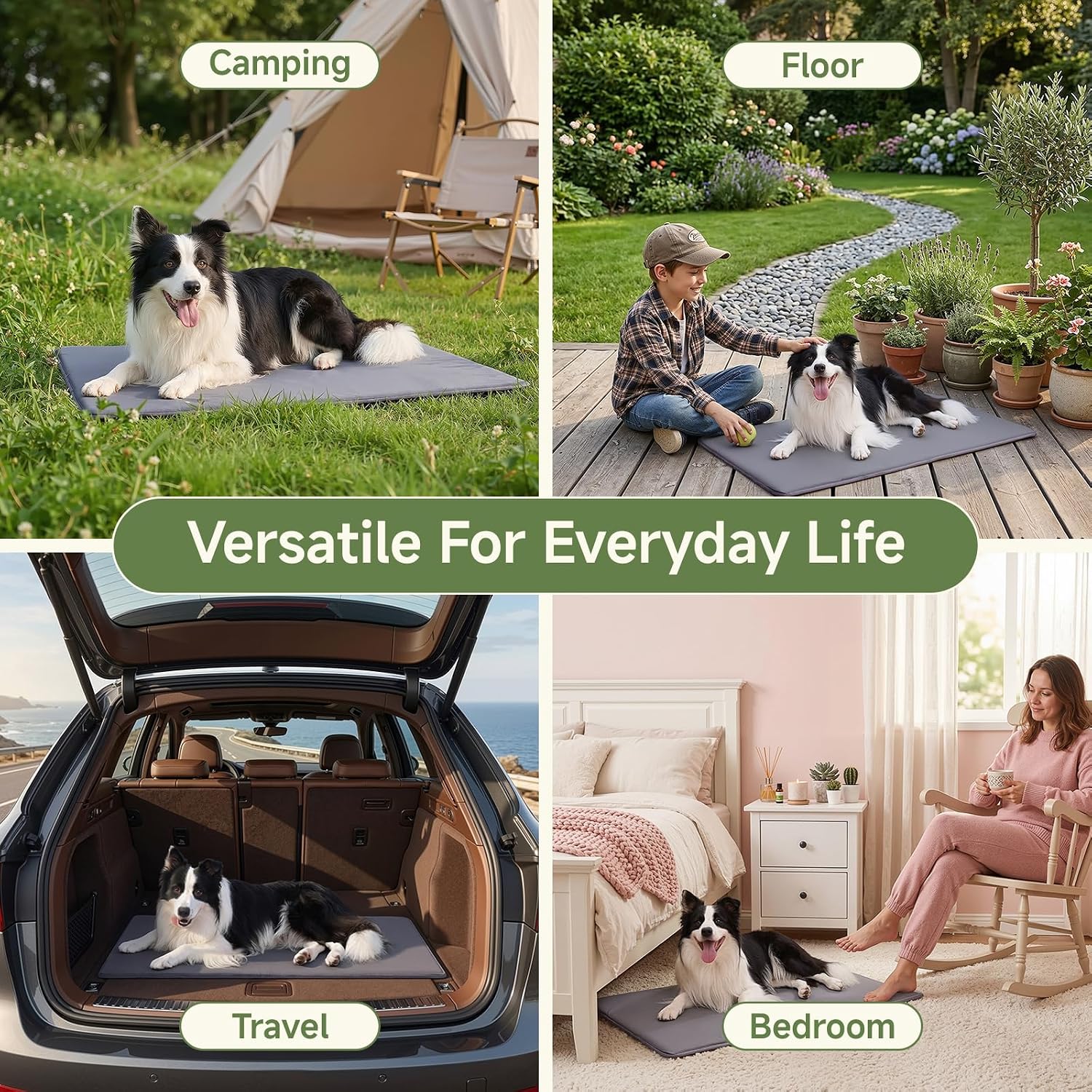 Outdoor Dog Crate Pad, Reversible Waterproof Wipeable Kennel Mat Bed, 29x18 | Wipeable Kennel Mat Beds Dog Sleeping for Small Medium Pets, Waterproof, Outdoor, Anti-Slip, Suit for Travel, Dark Grey