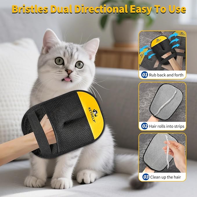 Pet Hair Removal Glove for Dogs & Cats, Newly Upgraded Reusable Electrostatic Pet Hair Glove, Magic Brush Pet Hair Remover Tool for Clothing, Couch, Carpet, Car Seat