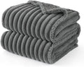 Bedsure ComfyFleece™ Waterproof Dog Blankets for Large Dogs - Soft Pet Cat Blanket Corduroy Fleece for Couch Protector Washable, Cozy Calming Reversible Furniture Protection,40"x50", Warm Grey