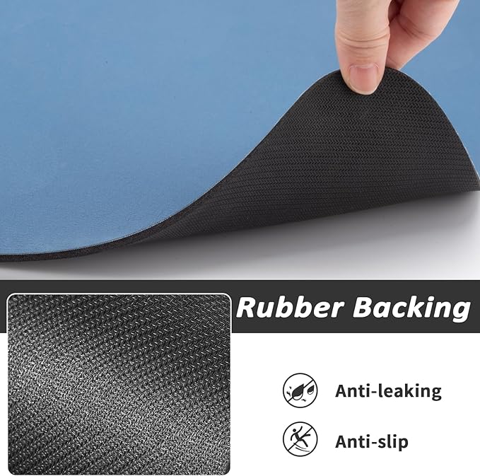 Dog Food Mat - Absorbent Cat Mat for Food and Water, No Stains Pet Feeding Bowl Mat, Easy to Clean Pet Placemats, Quick Dry Dog Water Dispenser Mat for Messy Drinkers | Blue 18"x28"