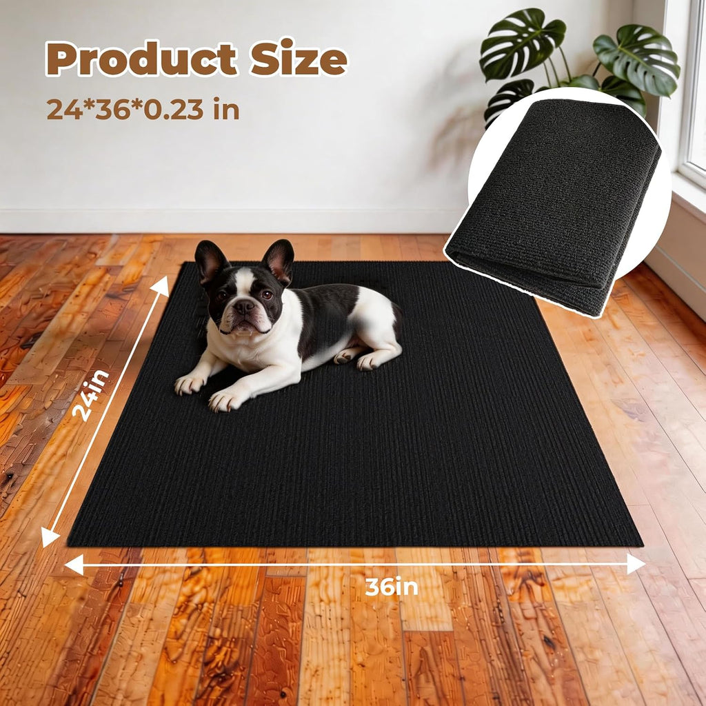 Dog Crate Mat, 24 in X 36 in Dog Playpen Mat Kennel Mat | Waterproof Non-Slip Reusable Washable Floor Protector Large cages Puppy Pee Pad for Under Dogs Crate Black