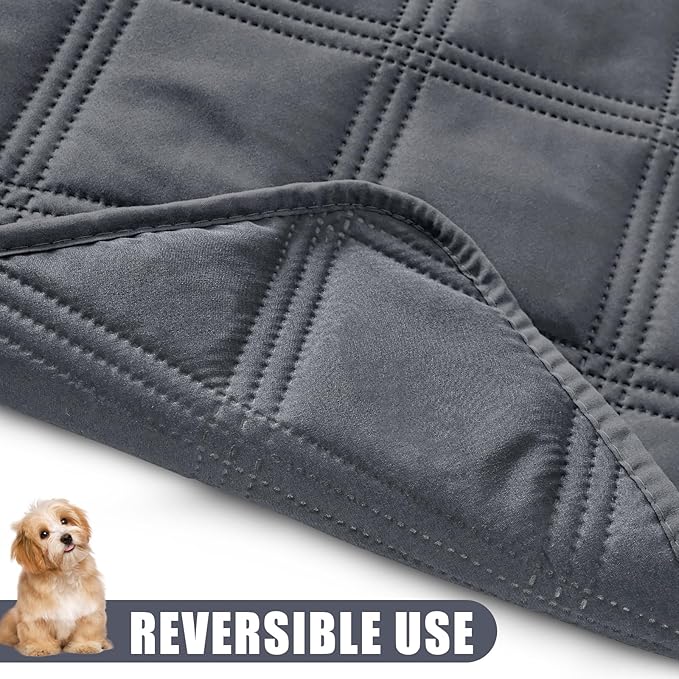 Smiry Waterproof Dog Bed Cover Blanket 68x82, Soft Reversible Pet Blanket, Washable Leakproof Cats Dogs Couch Cover for Sofa, Couch, Furniture, Dark Grey/Dark Grey