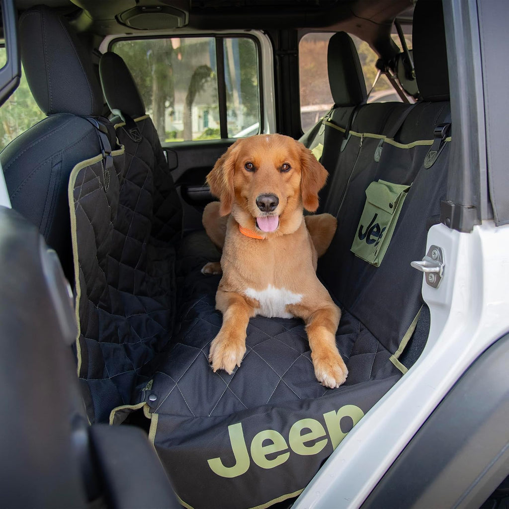 Jeep Vehicle Seat Protector for Dogs and Pets (Charcoal Black) Adjustable Seat Cover - Durable Protection Waterproof Design (58 x 23 x 18.5 inch)
