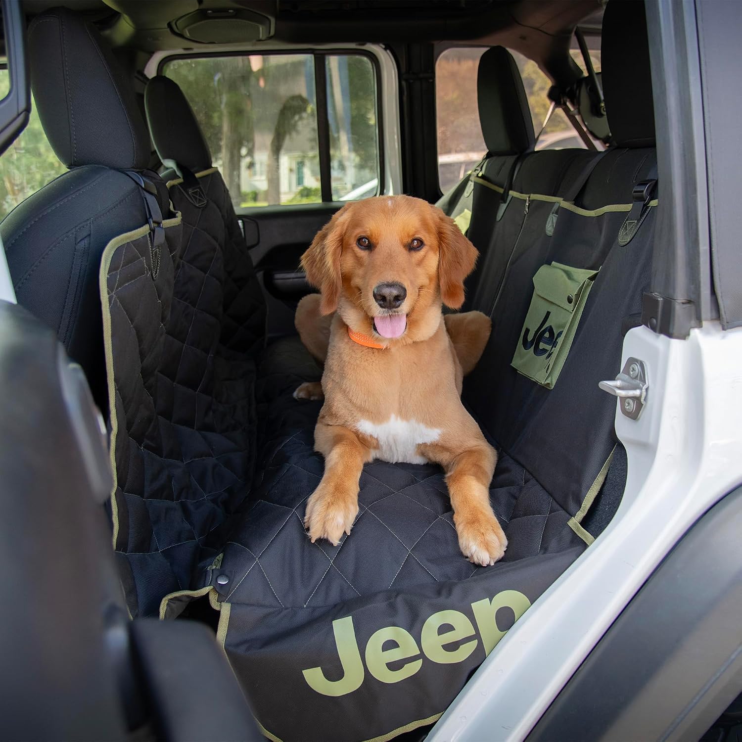 Jeep Vehicle Seat Protector for Dogs and Pets (Charcoal Black) Adjustable Seat Cover - Durable Protection Waterproof Design (58 x 23 x 18.5 inch)