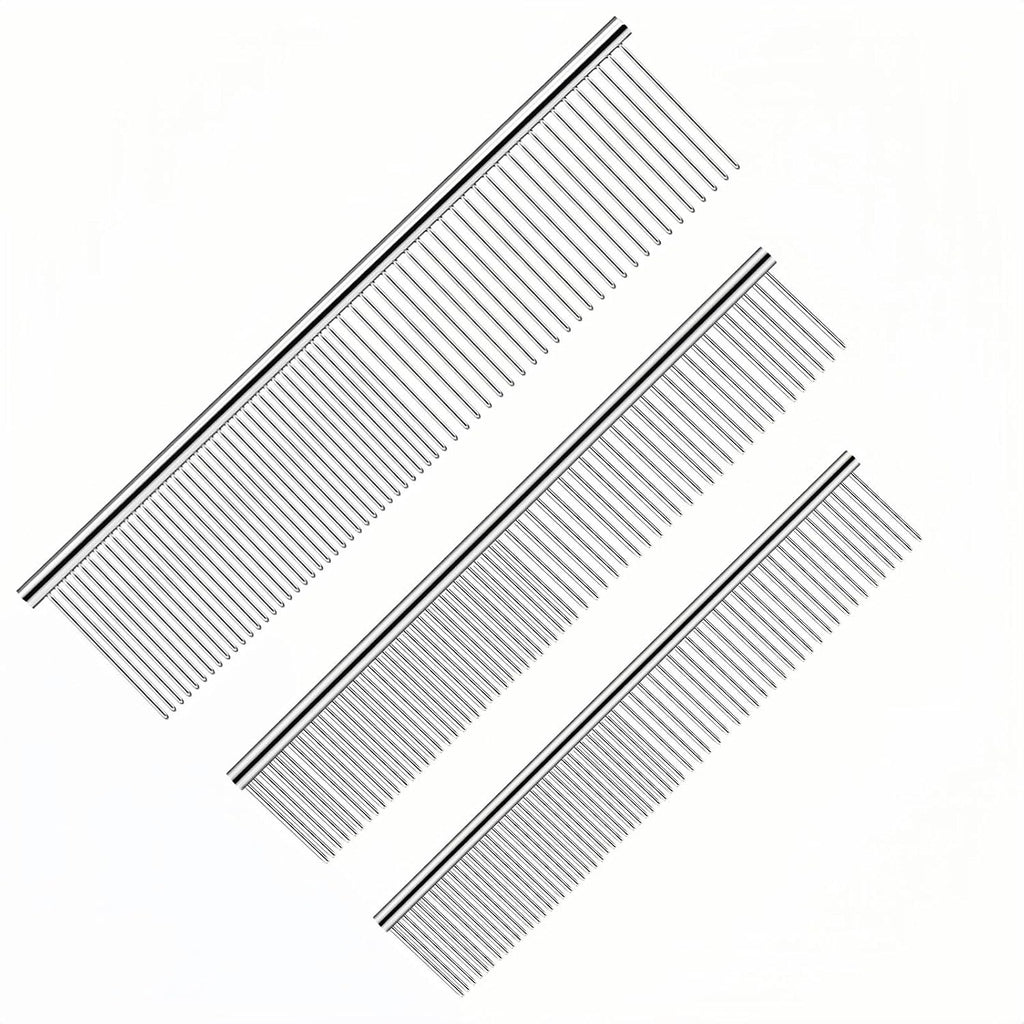 3-Pack metal comb for dogs stainless steel dog comb Pet Grooming Metal Combs Set, Large Medium Small Sizes, Stainless Steel Detangling Tool for Dogs and Cats