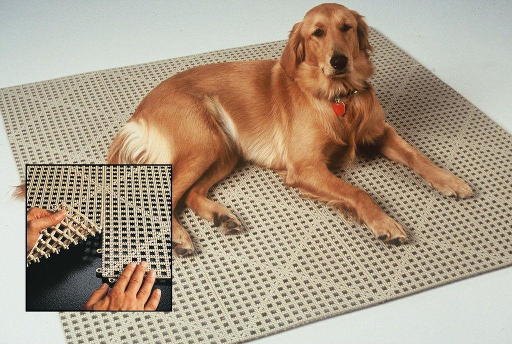 Dri-Dek® Dog & Cat Kennel Cage Liner, Veterinarian or Groomer Flooring - 1'x1' Interlocking Tiles - 12-Pack (Gray)
