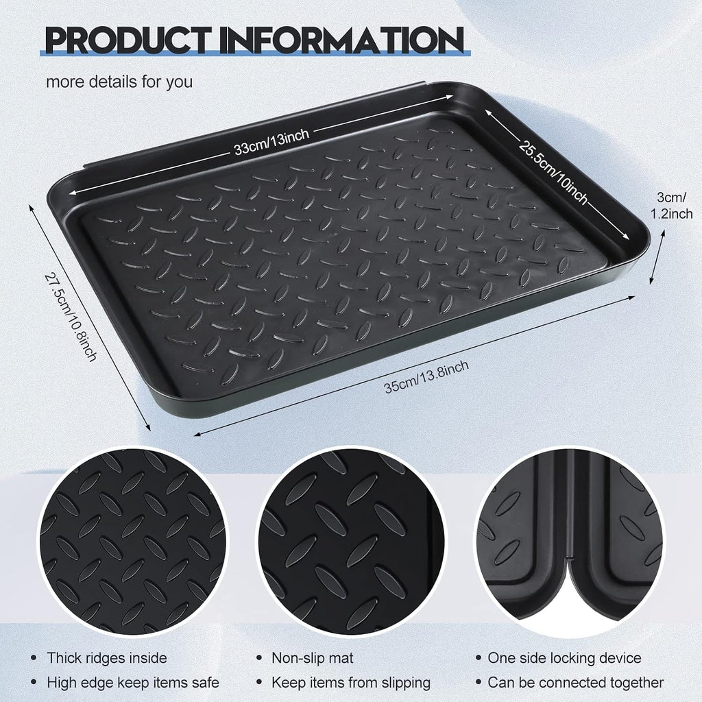 4 Pcs Boot Tray for Entryway Black Small Shoe Tray Waterproof Shoe Mat Front Door 13.78 x 10.83 x 1.18 Inch Boot Mat Multi Purpose Plastic Accessories Pet Entryway Indoor and Outdoor Use