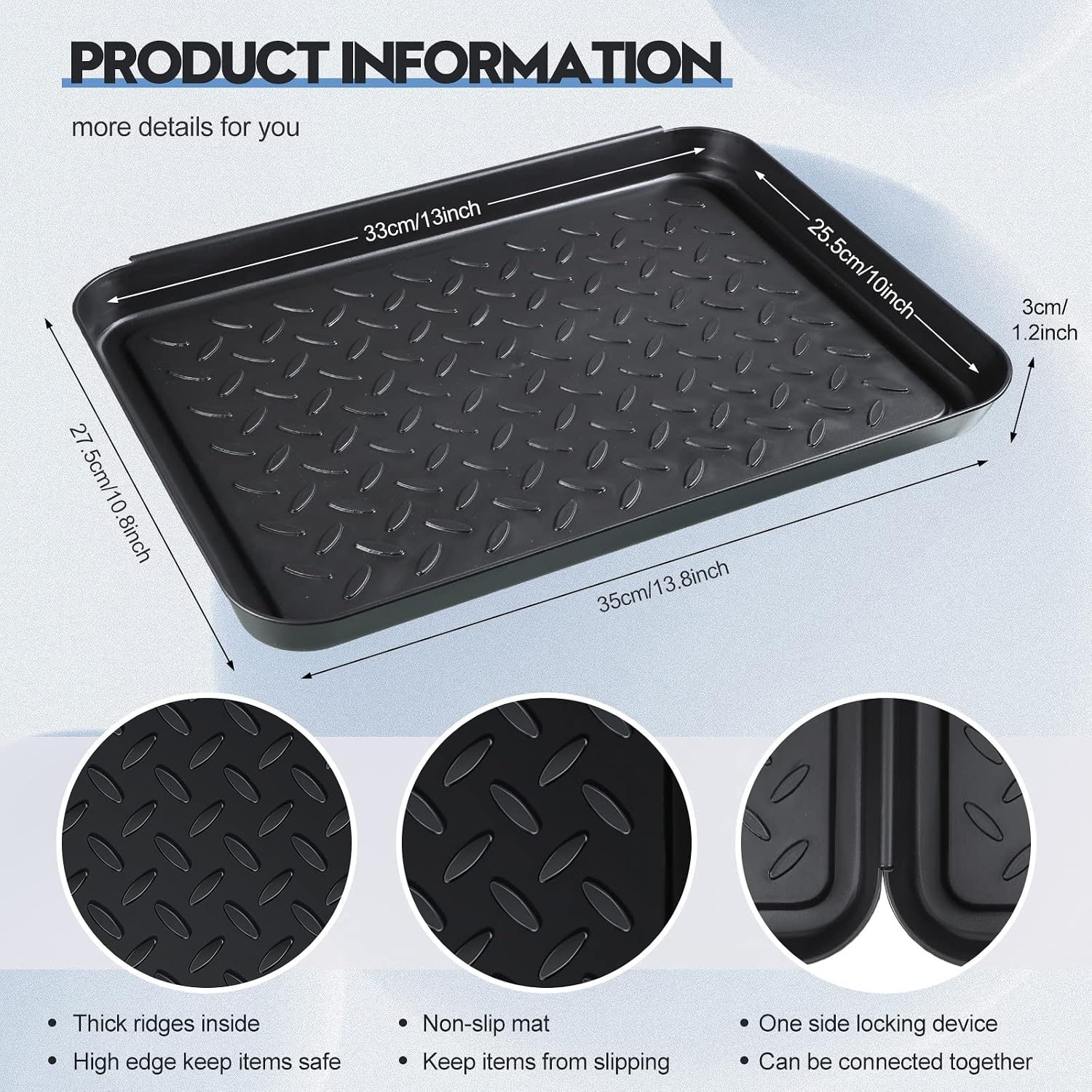 4 Pcs Boot Tray for Entryway Black Small Shoe Tray Waterproof Shoe Mat Front Door 13.78 x 10.83 x 1.18 Inch Boot Mat Multi Purpose Plastic Accessories Pet Entryway Indoor and Outdoor Use