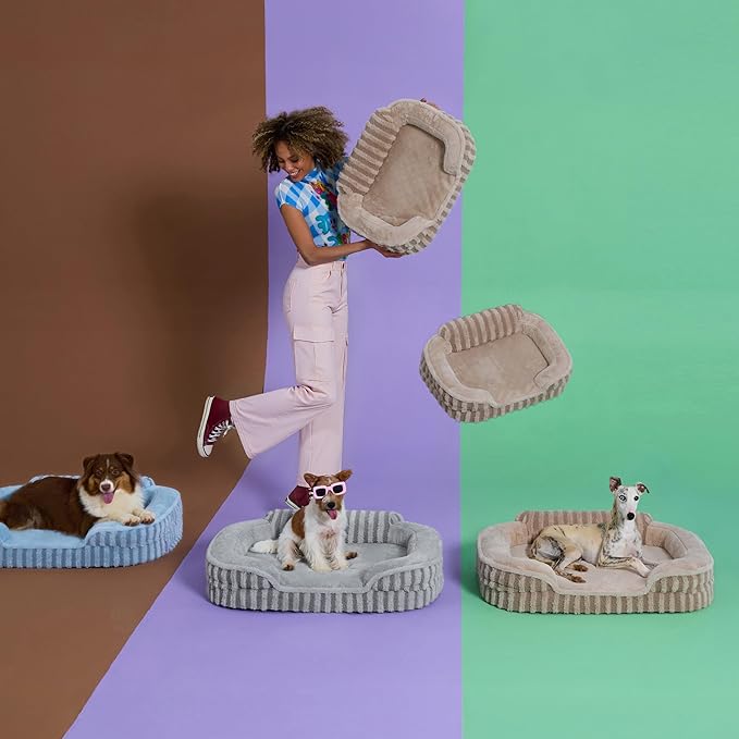 LE SURE Cute Dog Beds for Extra Large Dogs, Orthopedic Waterproof XL Pet Bed with Sides, High Back Non-Slip and Egg-Crate Foam Big Dog Couch Sofa with Washable Removable Cover, Hazel
