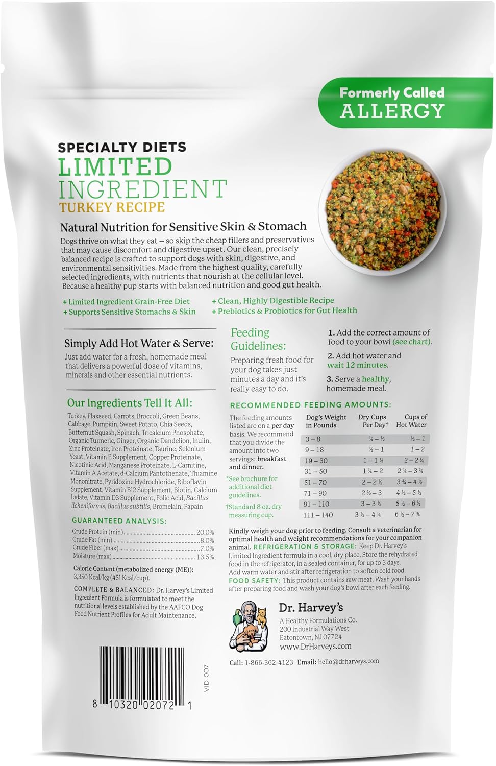 Dr. Harvey's Limited Ingredient Dog Food, Turkey, Trial Size | for Dogs with Food Sensitivities - Trial Size, 5.5 oz