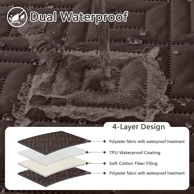 hyha Waterproof Dog Blanket, Soft Dog Bed Cover Pet Blankets, Waterproof Sofa Couch Cover for Dogs Washable, Reversible Pet Couch Covers for Sofa Furniture (82x102 Inch, Chocolate/Chocolate)