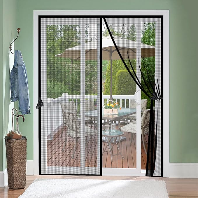 Fiberglass Magnetic Screen Door Fit Door Size 48 x 96 in- Heavy Duty Fiberglass Screen Door Mesh for Interior Door, Patio and Sliding Doors - Door Screen Magnetic Closure Let Fresh Air in