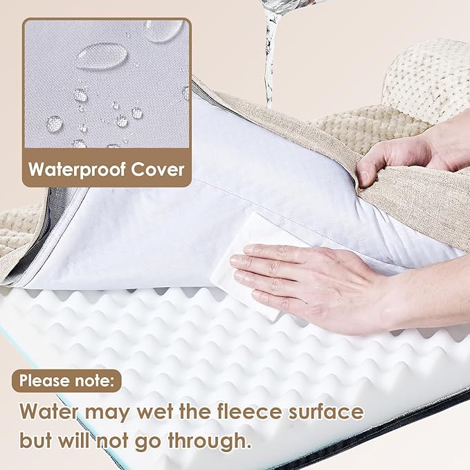 EHEYCIGA Orthopedic Dog Bed Medium Size Dogs, Memory Foam Dog Bed with Washable Removable Cover, Waterproof Pet Sofa Couch for Crate with Nonskid Bottom, 30x20x6 Beige