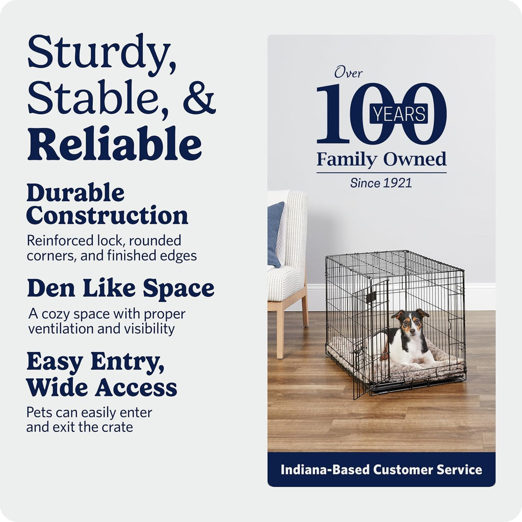 MidWest Homes for Pets 30-Inch iCrate for Medium Breeds, 21-40 lbs, Single Door Folding Dog Crate with Divider Panel, Leak-Proof Tray & Secure Latch, Portable, Durable & Easy to Assemble