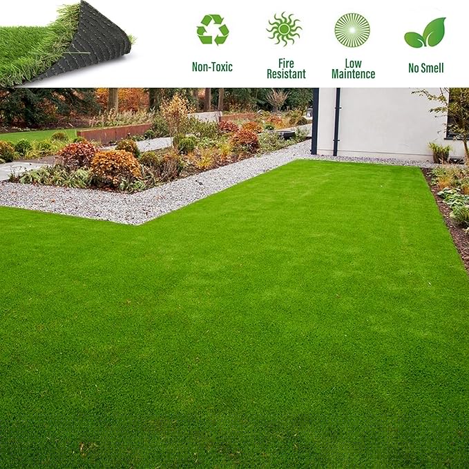 Artificial Grass Rug Outdoor Indoor 4FTX47FT Fake Grass Carpet Green Synthetic Grass Pet Turf Realistic Faux Grass Rug with Drain Holes for Garden Lawn Landscape Balcony Home Decor Patio