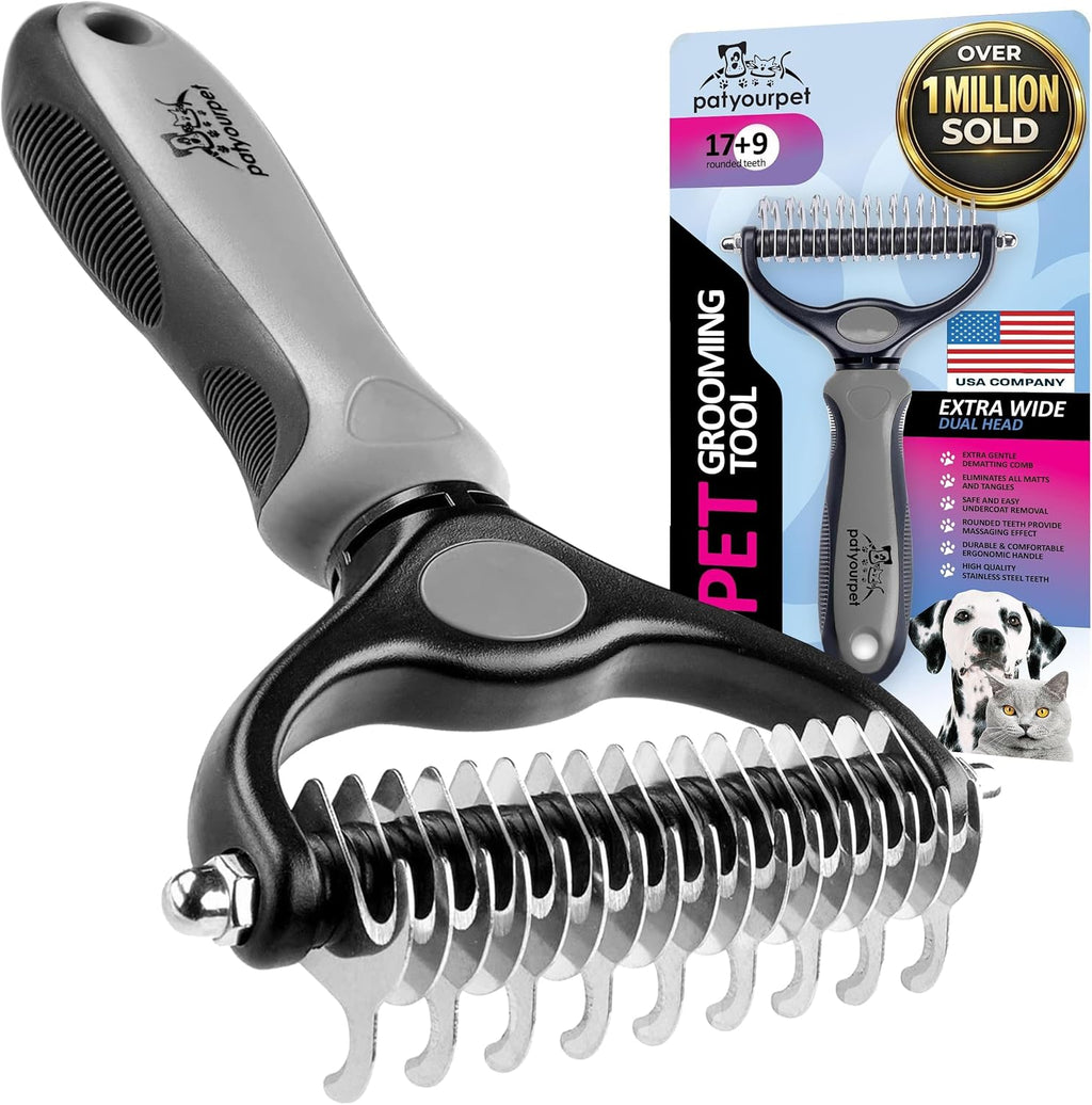 Pat Your Pet Deshedding Dog Brush For Shedding – Cat Brushes For Indoor Cats, Double-Sided Cat Brush Deshedding & Grooming Tool For Long Haired And Short Haired Dogs, Skin-Friendly